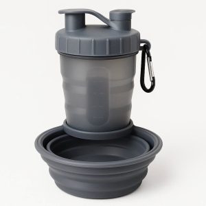 Collapsible Silicone Dog Water Bottle Bowl Combo for Easy Storage